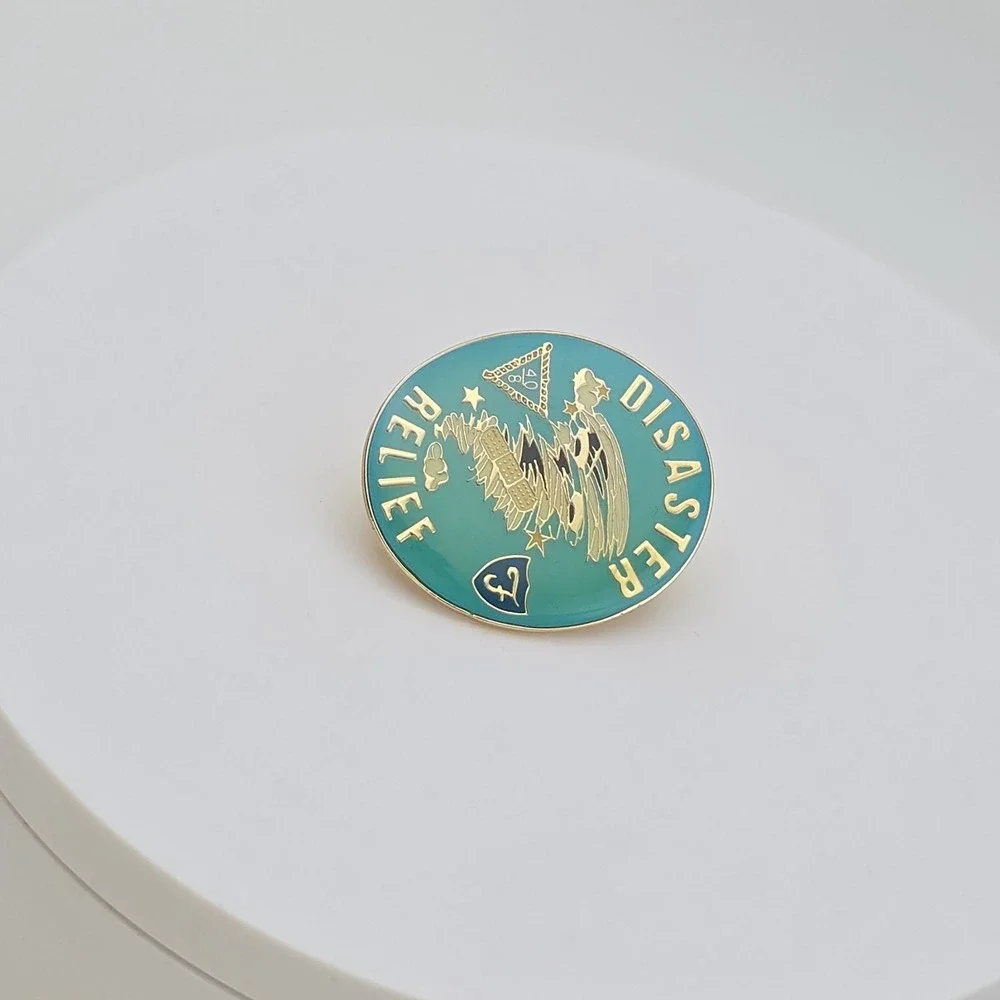 Boy/Cub/Girl Scouts Pin Pinback DISASTER RELIEF The Forty &‎ Eight Enamel Auqa